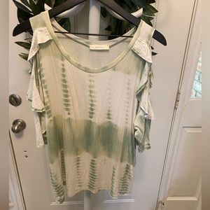Entro Buckle Tie Dye Jersey Knit Cold Shoulder Top Shirt SS M